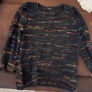 Black with multi color stitching